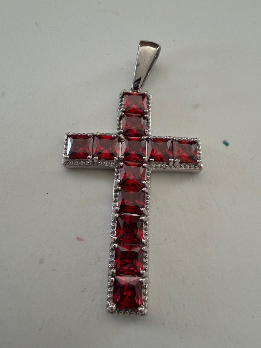 Red Crystal Cross Pendant -
